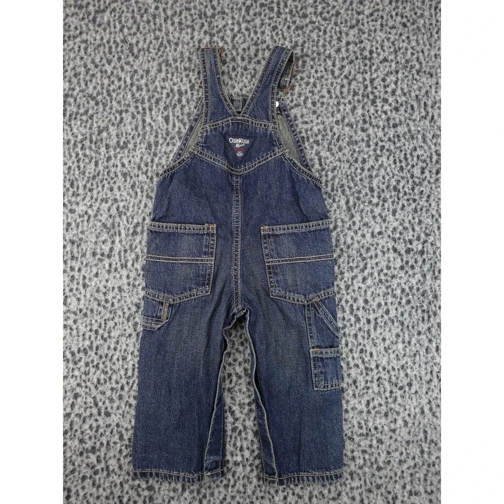 OshKosh B'gosh Denim Overalls Baby 12M Blue Good Vestbak Carpenter Bibs